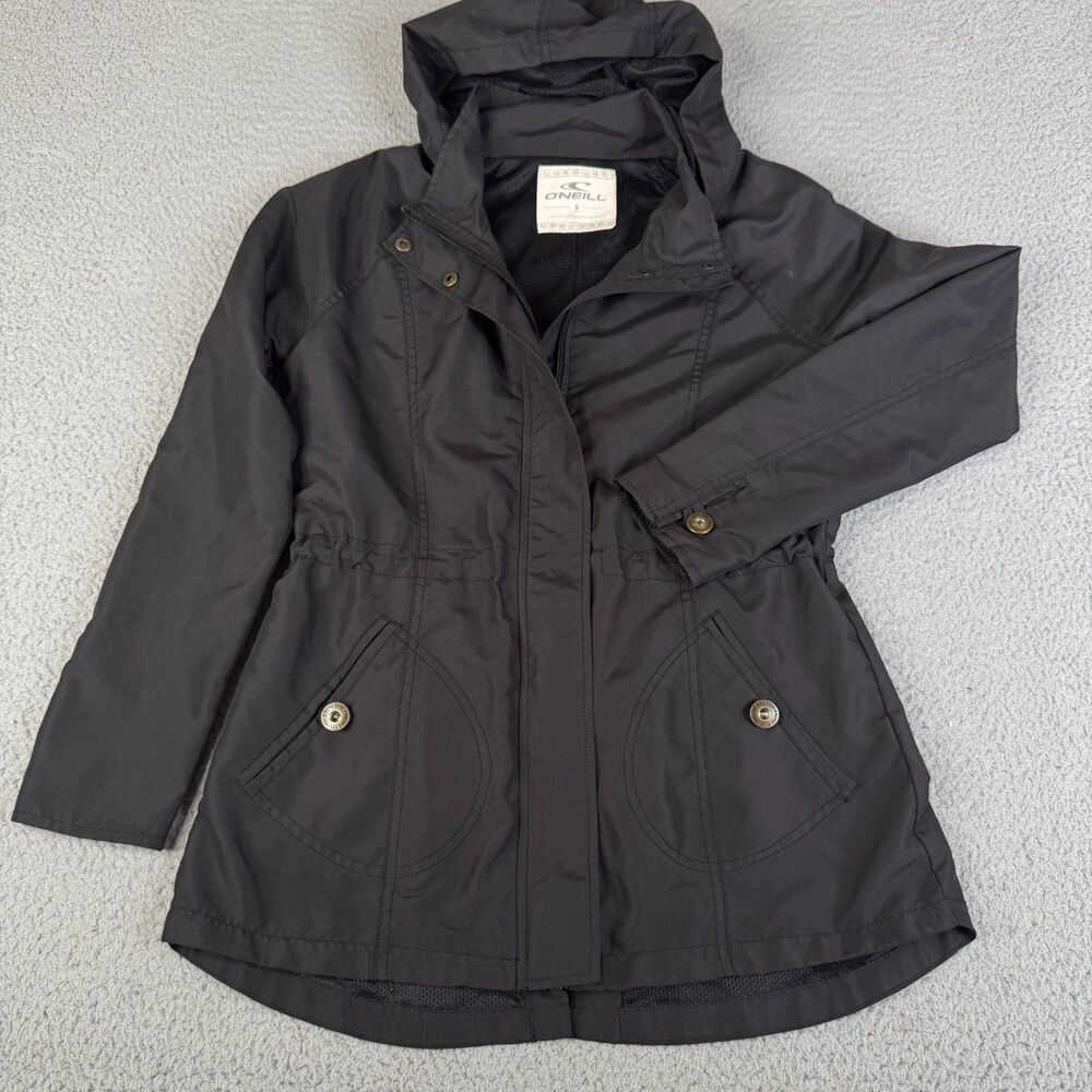 O'NEILL Windbreaker Womans S Full Zip Rain Jacket Lightweight Drawstring Waist